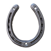 Load image into Gallery viewer, Decorative Cast Iron Horseshoe | cast iron decorative wall door decor | Wedding Arts and Craft | Fixing screws included | 9cm (h) x 7.5cm (w) | Horse shoe good luck charm