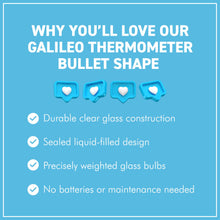 Load image into Gallery viewer, Galileo Thermometer Bullet Shaped Temperature Gauge Multicolored