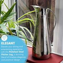 Load image into Gallery viewer, Polished Steel Pitcher jug 3 Litre, 35cm tall