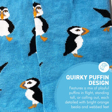 Load image into Gallery viewer, Novelty Puffin Socks, Wildlife Enthusiast Gift, Fun Ankle Socks with Puffin Design