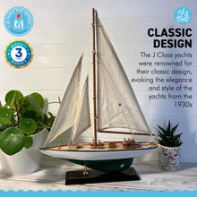 Load image into Gallery viewer, Detailed 35cm long wooden model J Class Sailing Yacht | Americas Cup Racing Yacht | Nautical ornament | sail boat model | Fully assembled model boat kit