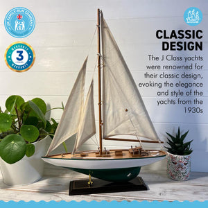 Detailed 35cm long wooden model J Class Sailing Yacht | Americas Cup Racing Yacht | Nautical ornament | sail boat model | Fully assembled model boat kit