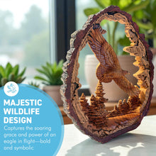 Load image into Gallery viewer, 𝗙𝗟𝗬𝗜𝗡𝗚 𝗘𝗔𝗚𝗟𝗘 𝗦𝗖𝗨𝗟𝗣𝗧𝗨𝗥𝗘, Resin Wood Effect Bird of Prey Figurine, Decorative Wildlife Ornament for Home & Office