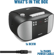 Load image into Gallery viewer, Oakcastle BCX10 Portable CD Player Boombox | Cassette Player & FM Radio | 2.0 Stereo Sound | Cassette Recorder | 15hr Playtime with Batteries | LED Display, Headphone Jack, Simple Controls