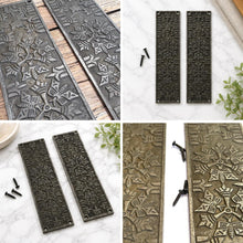Load image into Gallery viewer, Set of 2 Aztec Ornate Antique Iron Push Finger Plates – Traditional Cast Iron Door Protection