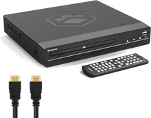 Load image into Gallery viewer, Compact DVD Player with Included HDMI | Multi Region Disc Playback | 1080P HD Upscaling | HDMI, RCA, & AV Connectivity | USB, MP3, & CD Playback | Easy Use Remote Control Included | Oakcastle DVD100