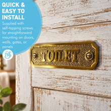 Load image into Gallery viewer, The Polished Brass Toilet Sign – A Solid Cast Brass Door Plaque