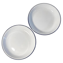 Load image into Gallery viewer, 2 x 22CM WHITE ENAMEL DINNER PLATES | Plate set | Pasta and Rice plate | Enamel plate | Set of 2 plates | Traditional dinner plate | Kitchen plate for pies, sides and dinner