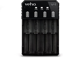 Load image into Gallery viewer, Charge Smarter Anywhere – Veho V-1 Universal 4-Slot USB Li-Ion Battery Charger with Advanced Protection