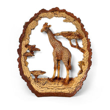 Load image into Gallery viewer, MAJESTIC GIRAFFE IN WOOD EFFECT RESIN |Ornaments for The Home | Home Accessories | Animal Lover Gift Birthday Friendship Gifts | Wildlife Lover Gift| Ornaments | GIRAFFE | 17.5cm (L) x 21cm (H) x 4.5cm (D)