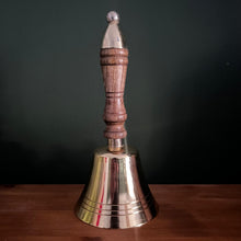 Load image into Gallery viewer, Elegant 18cm Aluminium Library Hand Bell with Antique Brass Finish and Wooden Handle