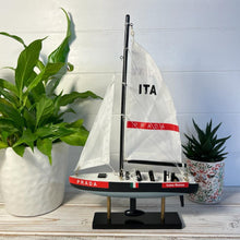 Load image into Gallery viewer, LUNA ROSA AMERICAS CUP MODEL YACHT | Sailing | Yacht | Boats | Models | Sailing Nautical Gift | Sailing Ornaments | Yacht on Stand | 33cm (H) x 21cm (L) x 4cm (W)