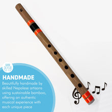 Load image into Gallery viewer, Handmade Nepalese Bamboo Recorder, traditional wooden Indian flute, ethnic wind instrument for folk music