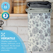 Load image into Gallery viewer, SHELLS AND CORAL TEA TOWEL | 100% COTTON TEA TOWEL | Kitchen hand towel | Nautical gift | Beach themed gift | Perfect gift for beach lovers | 70 cm x 50 cm