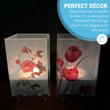Load image into Gallery viewer, Set of 2 Floral Glass Votive Candle Holders – Decorative Accent for Warm Ambiance, Ideal for Home Decor, Gifts & Special Occasions