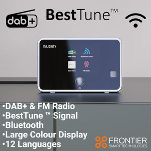 DAB, DAB+ Digital and FM Radio Adaptor | Bluetooth Connectivity, Remote, Optical & Line Out Outputs | Majority Robinson 2 DAB Digital Radio | BestTune, Full Colour Display, 20 Pre-sets