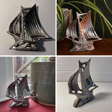 Load image into Gallery viewer, Nickel Galleon Ship Paperweight Ornament, Silver Nautical Decor for Desk, Elegant Home and Office Accessory