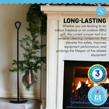 Load image into Gallery viewer, CURVED ASH SCRAPER TOOL FOR FIREPLACE| Cast iron | Tools and accessories for fireplace | BBQ accessories | Fire accessory tool | Ash scraper | Charcoal rake | BBQ and charcoal tools | Pizza oven tools | 49cm long