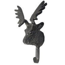 Load image into Gallery viewer, Wall-Mounted Cast Iron Deer Head Hook for Hats, Coats, Durable and Stylish