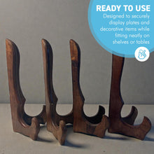 Load image into Gallery viewer, Wooden Plate Display Stands 25cm – Set of 4 Hinged Easel Holders