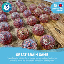 Load image into Gallery viewer, 30cm Diameter MANGO WOOD SOLITAIRE BOARD GAME with SPARKLING PRINCESS GLASS MARBLES | |classic wooden solitaire game | strategy board game | family board game | games for one | board games