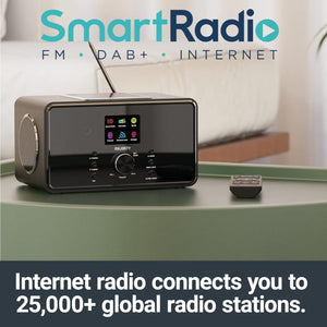 Internet Radio with DAB+ | 100 Watts 2.1 Bluetooth Radio with Spotify Connect, Alarm, 90+ Presets, Built-In Subwoofer and Remote Control | Majority Bard Music System and Digital Radio