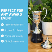 Load image into Gallery viewer, The 30cm Silver Trophy Cup – Aluminium with a Contrasting Black Base