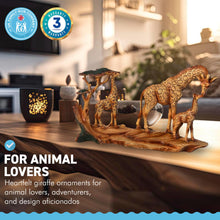 Load image into Gallery viewer, GIRAFFE FAMILY ORNAMENT | Wooden giraffe ornament for the home | African animal gift | Wildlife gifts | Home decor | 30cm (L) x 17cm (H) x 6cm (D)