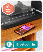 Load image into Gallery viewer, Vinyl Record Player with Speakers | Bluetooth Turntable with AUX & Headphone Jack | Vinyl Player with Speakers, Multi-Playback Options, 45RPM Adaptor and Audio Technica Cartridge | Oakcastle TT200