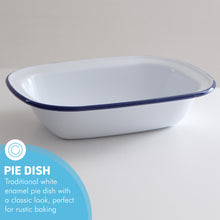 Load image into Gallery viewer, Traditional White Enamel Pie Dish – Oblong Baking Tin for Pudding, Steak, and More (L26 x W18 x D5.5 cm) Oven-Safe Bakeware