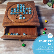 Load image into Gallery viewer, Wooden Solitaire with Drawer for Oxygen Marbles | Travel Games | Strategic & Traditional Games | Perfect for Adults & Family Fun