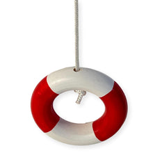 Load image into Gallery viewer, Red and white life ring light Pulls | Lifebuoy light pull | Nautical Theme Wooden Cord Pull Light Pulls