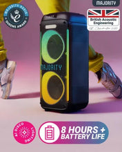 Load image into Gallery viewer, Refurbished Majority Pulse 2 Bluetooth Karaoke 𝗣𝗔𝗥𝗧𝗬 𝗦𝗣𝗘𝗔𝗞𝗘𝗥 with AI Smart Lights– Compact, Portable, Party-Ready Audio for Home, Outdoor, and Events