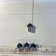 Load image into Gallery viewer, Set of 4 Dark Blue beach hut light pulls | Nautical Theme Wooden Beach Hut Cord Pull Light Pulls