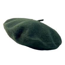 Load image into Gallery viewer, Dark Green French Beret Hat | Classic wool hat | One size | French cap |  Fancy dress theme hat | Vintage French Beret solid colour | Unisex style ideal for men and women
