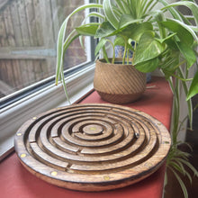 Load image into Gallery viewer, 20cm Diameter Wooden Labyrinth Maze Puzzle Board Game with 3 Silver Ball bearings