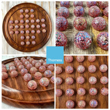 Load image into Gallery viewer, 30cm Diameter WOODEN SOLITAIRE BOARD GAME with SPARKLING PRINCESS GLASS MARBLES | |classic wooden solitaire game | strategy board game | family board game | games for one | board games