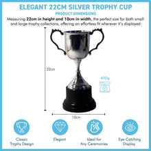 Load image into Gallery viewer, Elegant 22cm Silver Trophy Cup - ideal award for achievements & celebrations