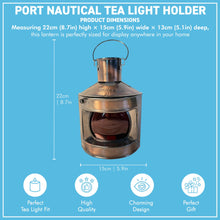 Load image into Gallery viewer, Vintage Style 20cm 𝗠𝗘𝗧𝗔𝗟 𝗣𝗢𝗥𝗧 𝗟𝗔𝗡𝗧𝗘𝗥𝗡 – 𝗡𝗔𝗨𝗧𝗜𝗖𝗔𝗟 𝗧𝗘𝗔 𝗟𝗜𝗚𝗛𝗧 𝗛𝗢𝗟𝗗𝗘𝗥 Maritime Gift