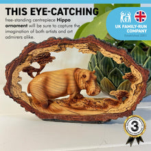 Load image into Gallery viewer, SOLITARY HIPPO IN WOOD EFFECT RESIN  |Ornaments for The Home | Home Accessories | Animal Lover Gift Birthday Friendship Gifts | Wildlife Lover Gift| Ornaments | Hippopotamus
