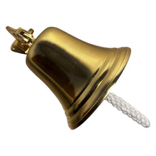 Load image into Gallery viewer, Brass Wall Mounted Traditional Ships Bell, perfect for home bar, gardens & pub decor