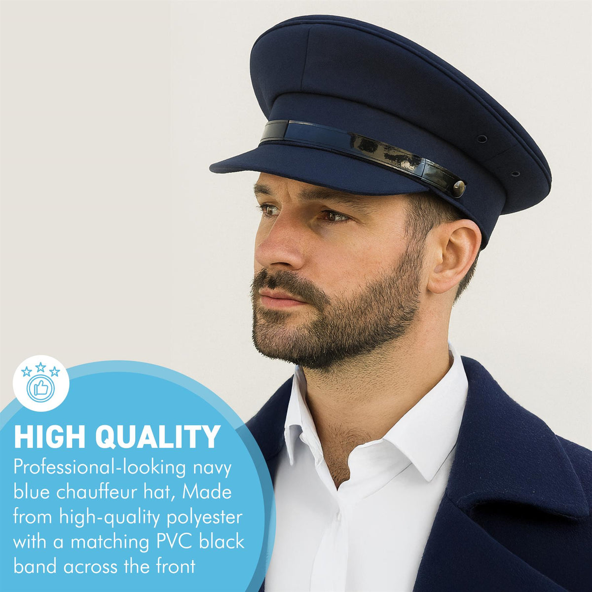 Size 61cm X Large Navy Blue Chauffeur Style Peaked Cap