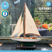 Load image into Gallery viewer, Detailed 35cm long wooden model J Class Sailing Yacht | Americas Cup Racing Yacht | Nautical ornament | sail boat model | Fully assembled model boat kit