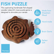 Load image into Gallery viewer, HANDCRAFTED FISH SHAPED WOODEN LABYRINTH GAME | Hand Maze Puzzle | Hand Eye Co Ordination Toy | Traditional Toy | Retro Game | Brain Teaser