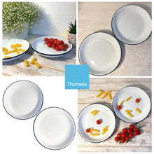 Load image into Gallery viewer, 2 x 22CM WHITE ENAMEL DINNER PLATES | Plate set | Pasta and Rice plate | Enamel plate | Set of 2 plates | Traditional dinner plate | Kitchen plate for pies, sides and dinner
