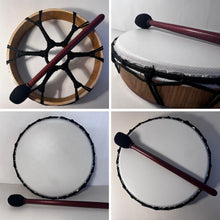 Load image into Gallery viewer, 30cm Shamanic Synthetic Skin Drum with wooden beater, Vegan Percussion Drum