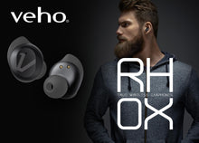 Load image into Gallery viewer, Veho RHOX True 𝗪𝗜𝗥𝗘𝗟𝗘𝗦𝗦 𝗘𝗔𝗥𝗕𝗨𝗗𝗦 – Bluetooth Headset with Mic, Carbon Black , 5H Playtime, New