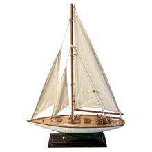 Load image into Gallery viewer, Detailed 35cm long wooden model J Class Sailing Yacht | Americas Cup Racing Yacht | Nautical ornament | sail boat model | Fully assembled model boat kit