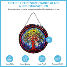 Load image into Gallery viewer, 6-Inch Tree of Life Stained Glass Suncatcher | Elegant Window Decoration