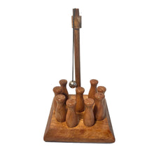 Load image into Gallery viewer, HANDCRAFTED SOLID WOOD BAR SKITTLES GAME | wooden bowling set | Pub skittles set | table top skittles | Devil amongst the tailors | Indoor skittles | vintage traditional pub game | tabletop skittles